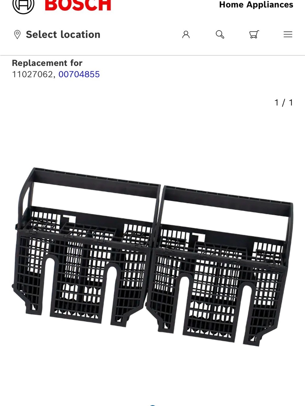 Bosch Cutlery basket Side Mount Cutlery Basket Assembly (DUO) New
